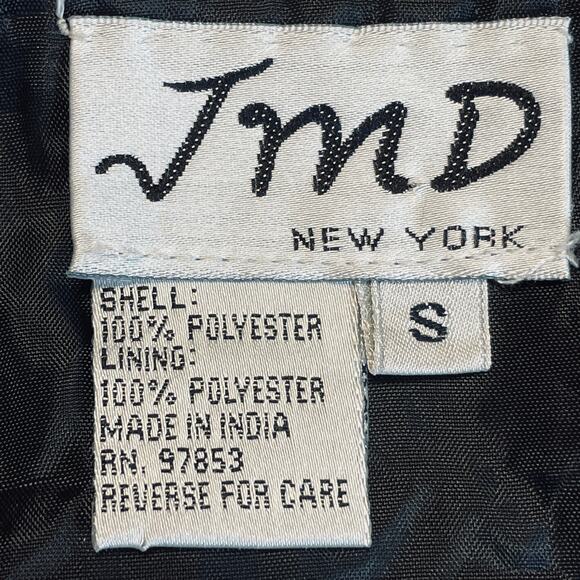 JMD New York Black Beaded Evening Long Sleeve V-Neck Open Front Formal Jacket S - Picture 5 of 8